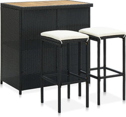 vidaXL - 3-delige - Barset - poly - rattan - zwart