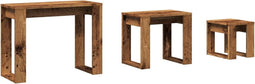 vidaXL - 3-delige - Bijzettafelset - bewerkt - hout - oud - houtkleurig