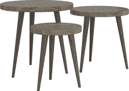 vidaXL - 3-delige - Bijzettafelset - MDF - en - ijzer - grijs