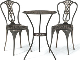 vidaXL - 3-delige - Bistroset - gietaluminium - bronskleurig