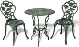 vidaXL - 3-delige - Bistroset - gietaluminium - groen