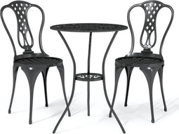 vidaXL - 3-delige - Bistroset - gietaluminium - zwart