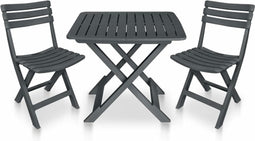 vidaXL - 3-delige - Bistroset - inklapbaar - kunststof - antraciet