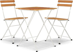 vidaXL - 3-delige - Bistroset - inklapbaar - massief - acaciahout - en - staal