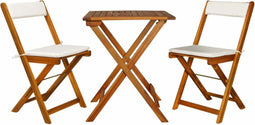 vidaXL - 3-delige - Bistroset - inklapbaar - met - kussens - massief - acaciahout