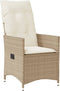 vidaXL - 3-delige - Bistroset - met - kussens - poly - rattan - beige