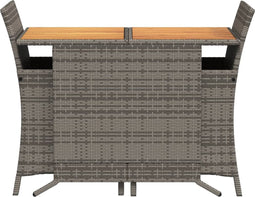 vidaXL - 3-delige - Bistroset - met - kussens - poly - rattan - grijs