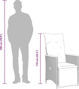 vidaXL - 3-delige - Bistroset - met - kussens - poly - rattan - grijs