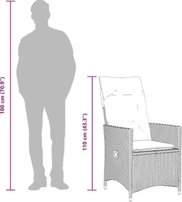 vidaXL - 3-delige - Bistroset - met - kussens - poly - rattan - grijs