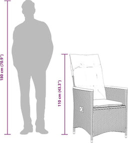 vidaXL - 3-delige - Bistroset - met - kussens - poly - rattan - grijs