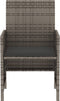 vidaXL - 3-delige - Bistroset - met - kussens - poly - rattan - grijs