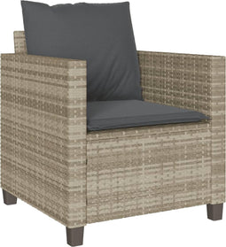 vidaXL - 3-delige - Bistroset - met - kussens - poly - rattan - lichtgrijs