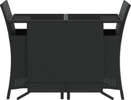 vidaXL - 3-delige - Bistroset - met - kussens - poly - rattan - zwart