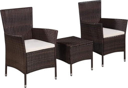 vidaXL - 3-delige - Bistroset - poly - rattan - bruin