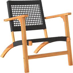 vidaXL - 3-delige - Bistroset - poly - rattan - en - massief - acaciahout - zwart