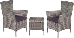 vidaXL - 3-delige - Bistroset - poly - rattan - grijs