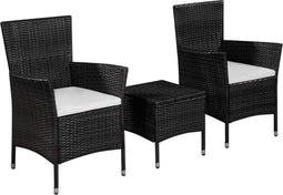 vidaXL - 3-delige - Bistroset - poly - rattan - zwart