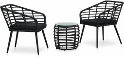 vidaXL - 3-delige - Bistroset - poly - rattan - zwart