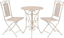 vidaXL - 3-delige - Bistroset - staal - wit