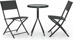 vidaXL - 3-delige - Bistroset - staal - zwart
