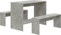 vidaXL - 3-delige - Eethoekset - bewerkt - hout - betongrijs