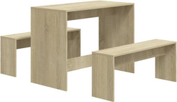 vidaXL - 3-delige - Eethoekset - bewerkt - hout - sonoma - eikenkleurig