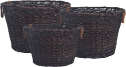 vidaXL - 3-delige - Houtmandenset - stapelbaar - wilgenhout - donkerbruin