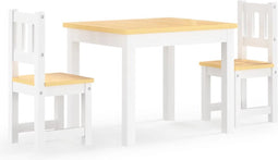 vidaXL 3-delige Kindertafel- en stoelenset MDF wit en beige