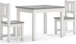 vidaXL 3-delige Kindertafel- en stoelenset MDF wit en grijs
