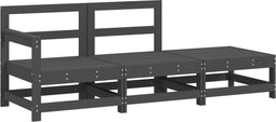 vidaXL - 3-delige - Loungeset - massief - grenenhout - grijs