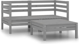 vidaXL - 3-delige - Loungeset - massief - grenenhout - grijs