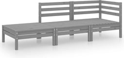 vidaXL - 3-delige - Loungeset - massief - grenenhout - grijs