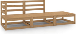 vidaXL - 3-delige - Loungeset - massief - grenenhout - honingbruin