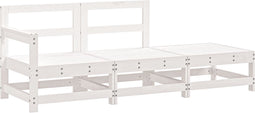 vidaXL - 3-delige - Loungeset - massief - grenenhout - wit