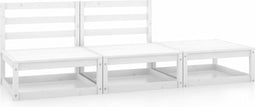vidaXL - 3-delige - Loungeset - massief - grenenhout - wit