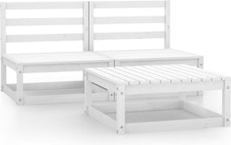 vidaXL - 3-delige - Loungeset - massief - grenenhout - wit