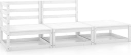 vidaXL - 3-delige - Loungeset - massief - grenenhout - wit