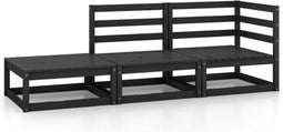vidaXL - 3-delige - Loungeset - massief - grenenhout - zwart