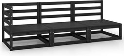 vidaXL - 3-delige - Loungeset - massief - grenenhout - zwart