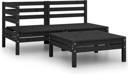 vidaXL - 3-delige - Loungeset - massief - grenenhout - zwart