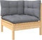 vidaXL - 3-delige - Loungeset - met - grijze - kussens - massief - grenenhout