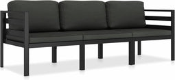 vidaXL - 3-delige - Loungeset - met - kussens - aluminium - antraciet