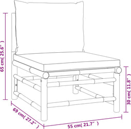 vidaXL - 3-delige - Loungeset - met - kussens - bamboe - groen