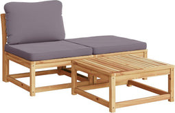 vidaXL - 3-delige - Loungeset - met - kussens - massief - acaciahout
