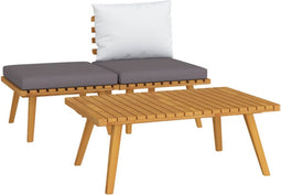 vidaXL - 3-delige - Loungeset - met - kussens - massief - acaciahout