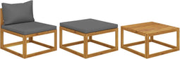 vidaXL - 3-delige - Loungeset - met - kussens - massief - acaciahout