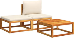 vidaXL - 3-delige - Loungeset - met - kussens - massief - acaciahout