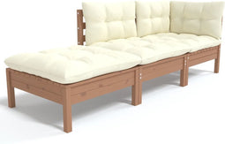 vidaXL - 3-delige - Loungeset - met - kussens - massief - grenenhout