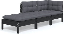 vidaXL - 3-delige - Loungeset - met - kussens - massief - grenenhout