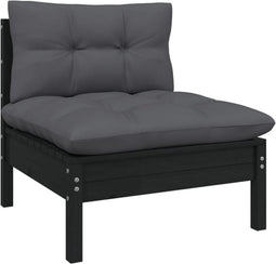 vidaXL - 3-delige - Loungeset - met - kussens - massief - grenenhout - zwart